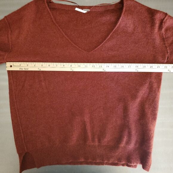 Free People Harmony Cashmere V Neck Pull Over Sweater Rust Orange Red Medium - Picture 5 of 11